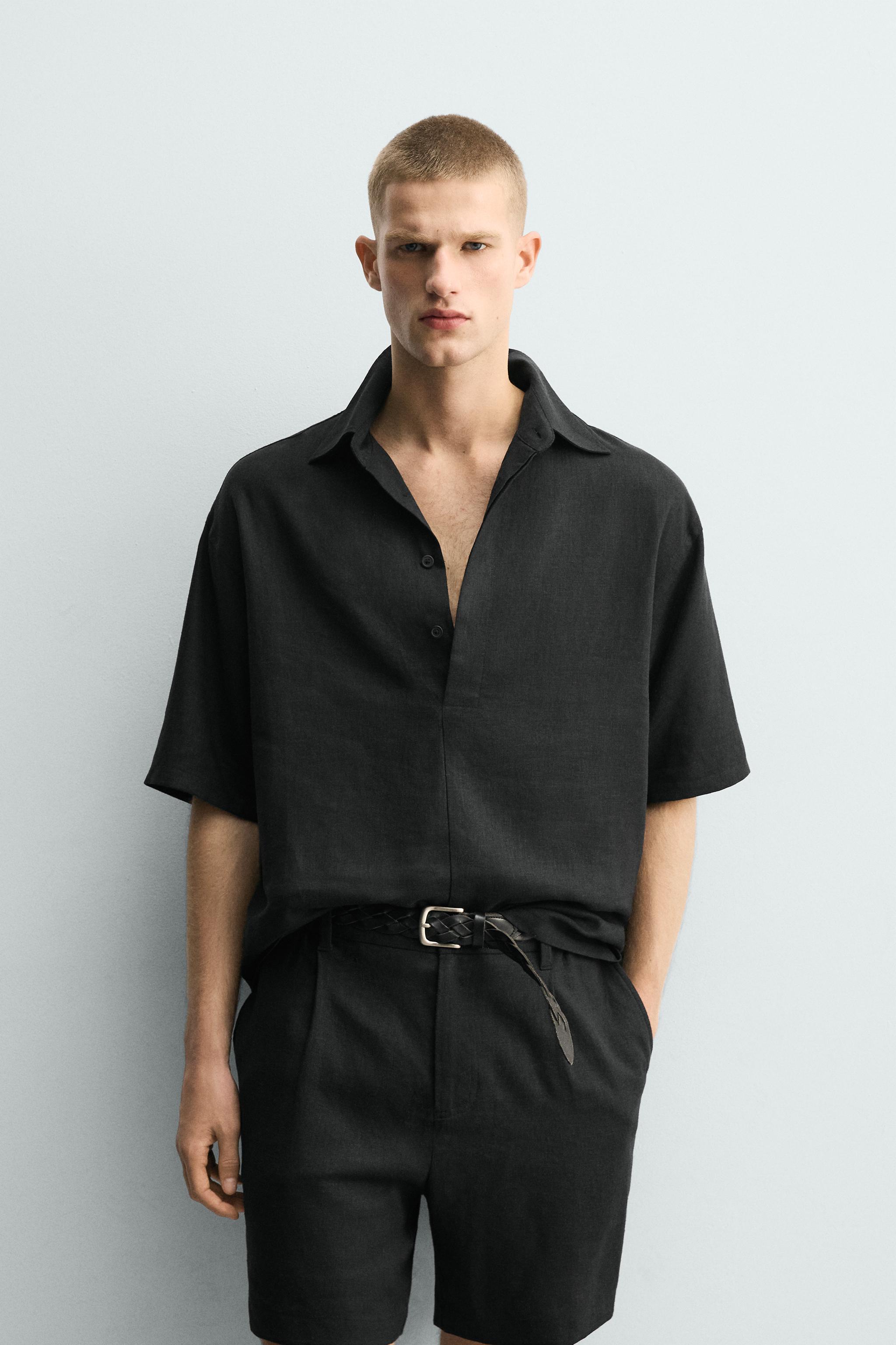 REGULAR FIT LINEN - VISCOSE POLO SHIRT